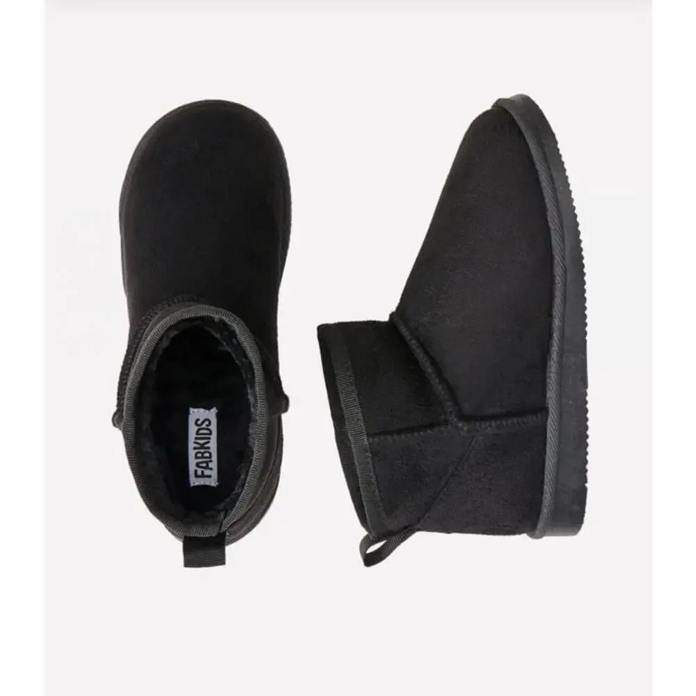 FabKids Black Faux Suede Pull-On Toddler Booties - Size 9